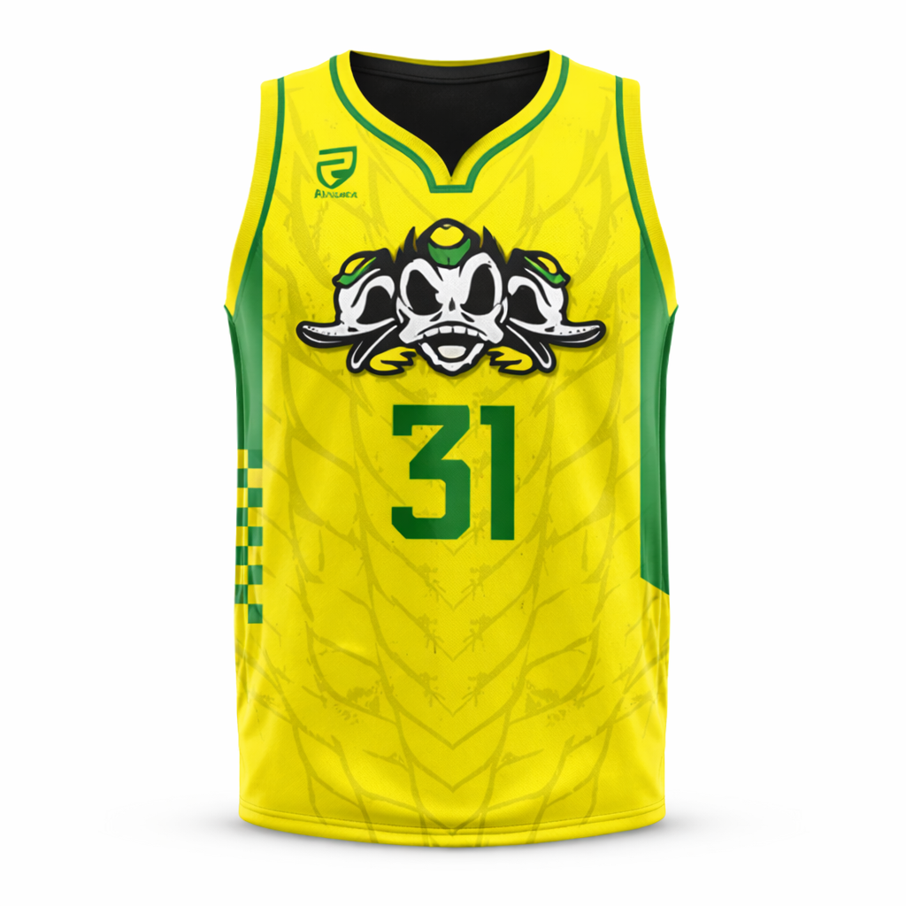 Bulldogs – Yellow/Green Sleeveless Basketball Jersey