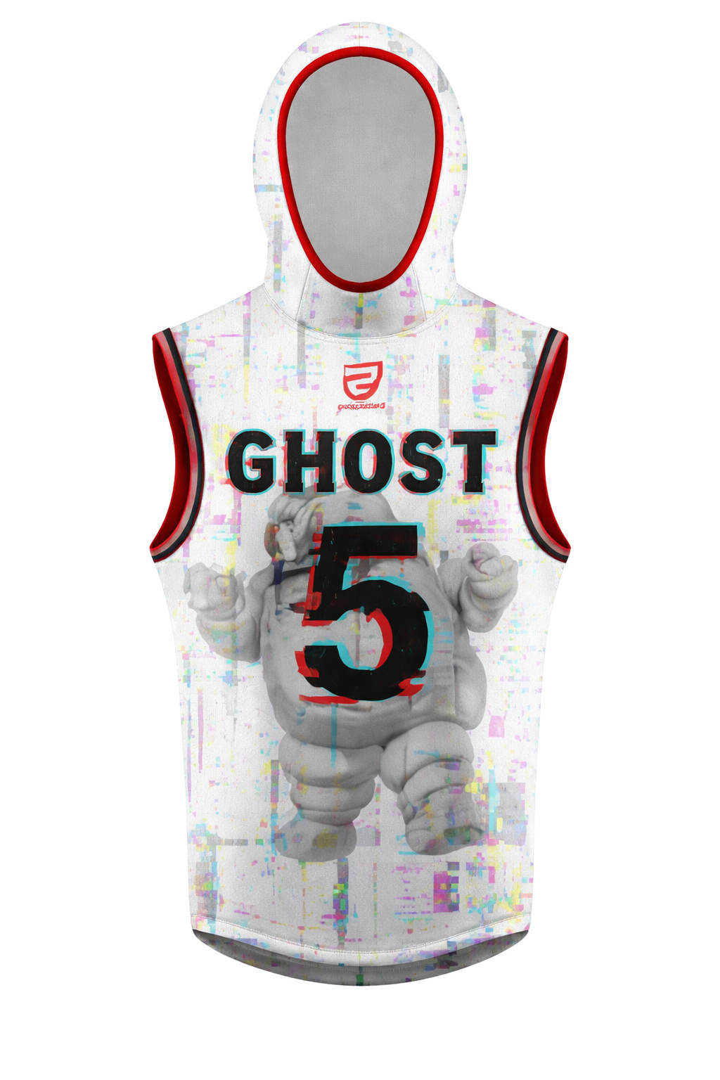 Ghost – White/Red Sleeveless Hoodie Jersey