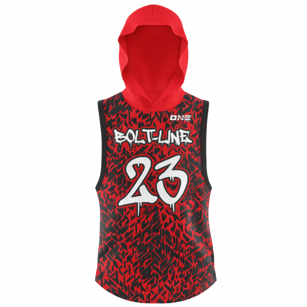 Boltline – Red/Black Pattern Sleeveless Hoodie Jersey