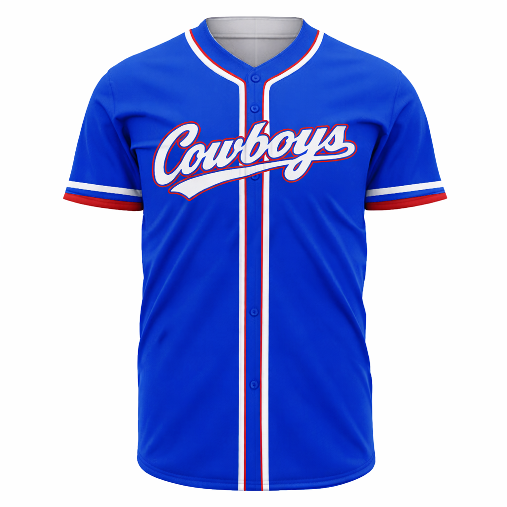 Cowboys – Royal Blue Full-Button Baseball Jersey